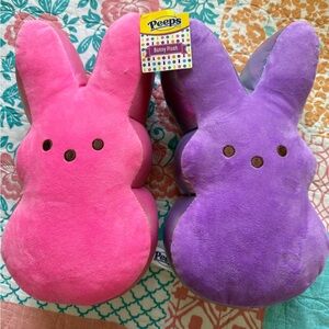 Peeps Pink and Purple Bunny Plush Set NWT